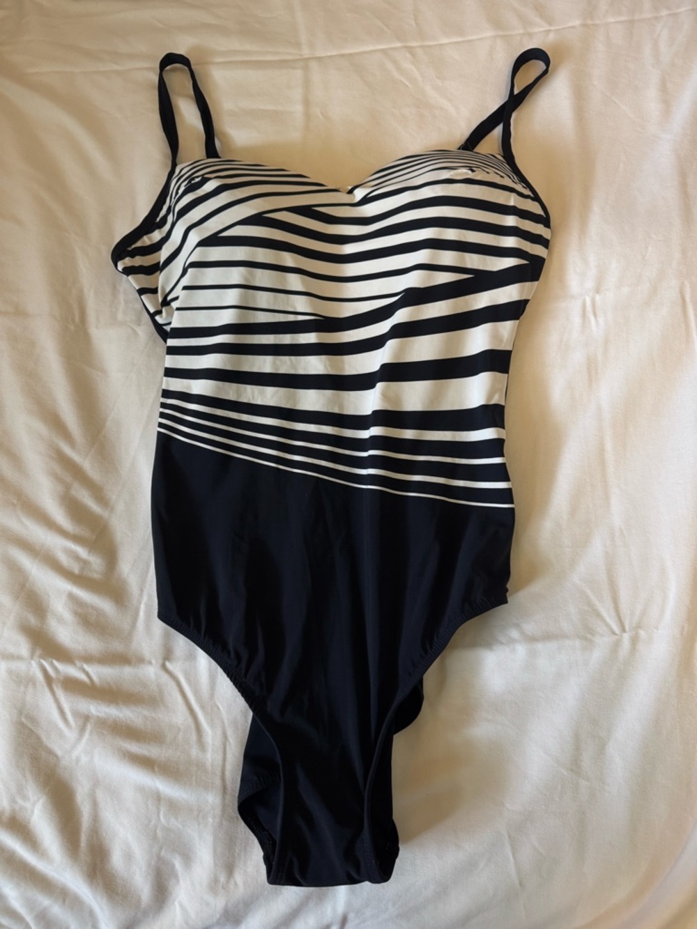 Christina Black and White Striped One-Piece Swimsuit